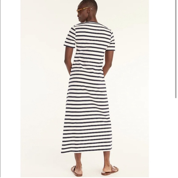 J. Crew Knit Midi Dress in Nautical Navy Stripe 100% cotton Medium - Picture 2 of 9